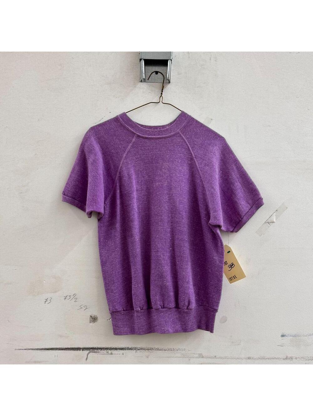 Vintage 1970s Heather Orchid Purple Short Sleeve Raglan Sweatshirt Top